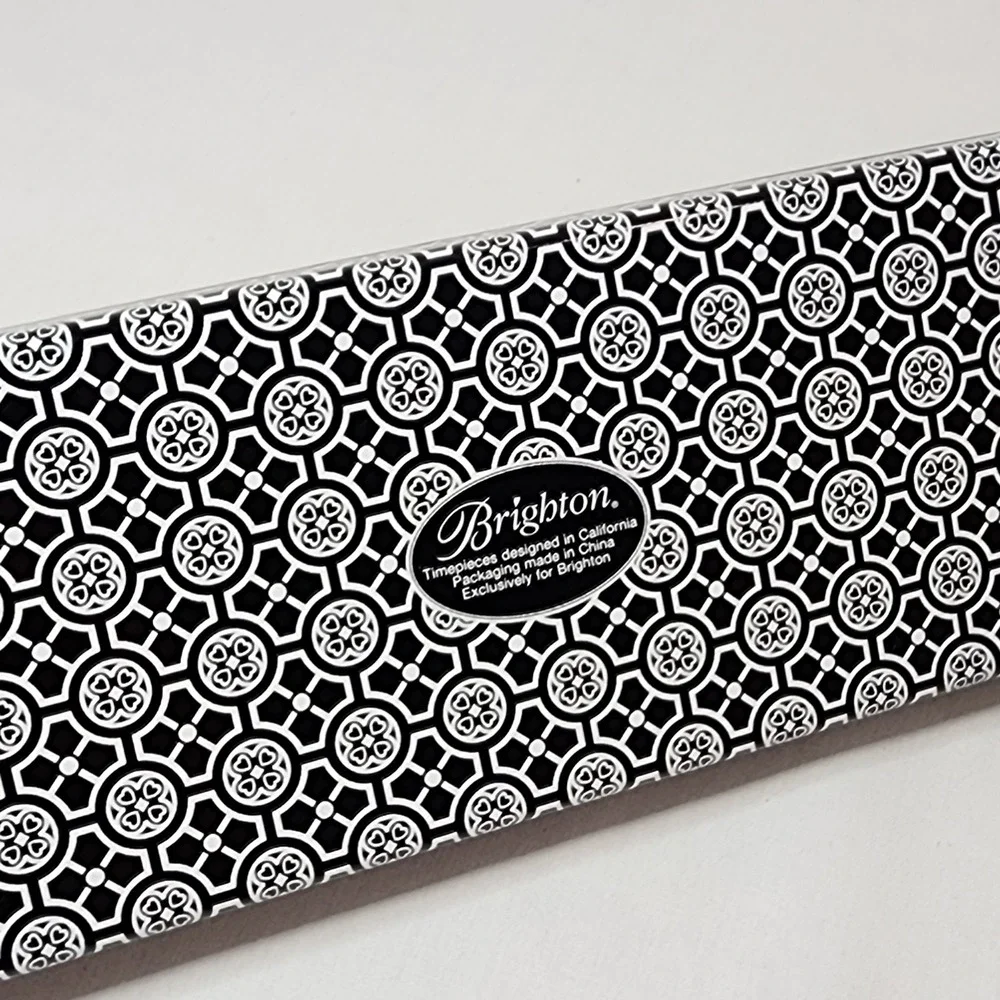 Brighton Black White Damask Metal Storage Tin Watch Jewelry Box Organizer 9